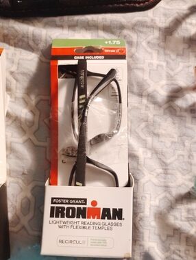 Foster Grant Ironman Reading Glasses - Black with Green Accents